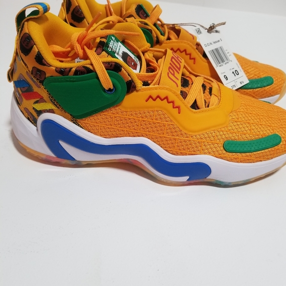 New Adidas x D.O.N issue 3 size 10 basketball yellow with green and blue - Picture 5 of 10